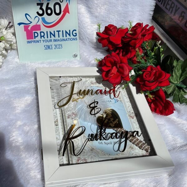 Nikah Nama – 2 Nikkah Feather Pens, 2 Booklets, Custom Name Box
