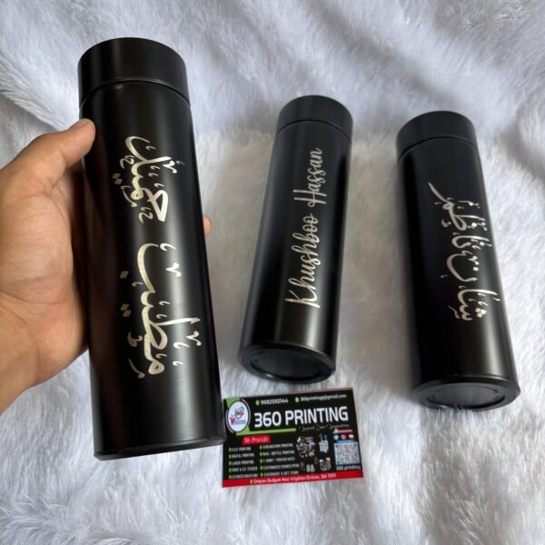 Black Bottle Temperature Showing Digital Customized Name Steel Water Bottle